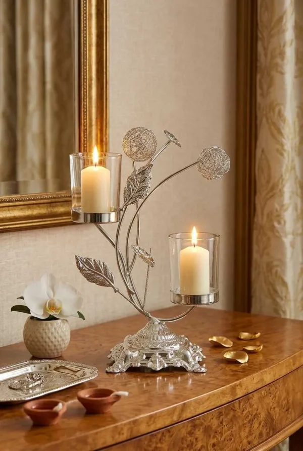 Candle Holders Silver - 2 Candles