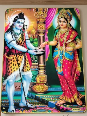 Elivera Annapurneshwari Feeding Shiva Canvas Wall Art - Symbol of Nourishment, Abundance and Divine Care