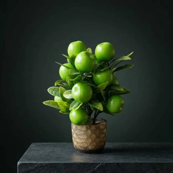 Elivera Apple Luxe - Gold Textured Stone Pot