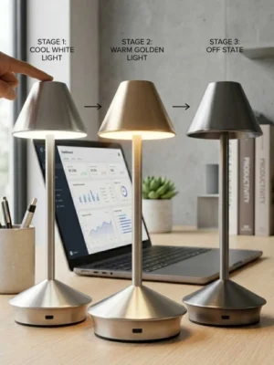 Elivera Aura Tall Metal LED Desk Lamp - Premium Touch Table Light