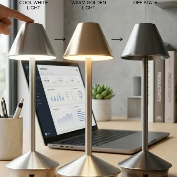 Elivera Aura Tall Metal LED Desk Lamp - Premium Touch Table Light
