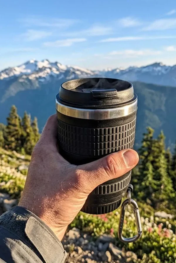 Elivera Camera Lens Coffee Mug - Creative Travel Cup with Lid