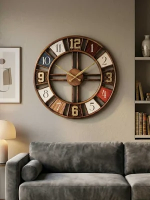 Elivera Classic Wooden Wall Clock – Vintage Panel Design 2