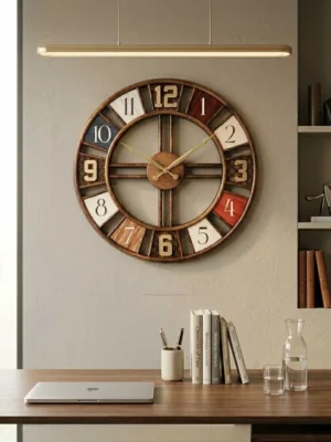 Elivera Classic Wooden Wall Clock - Vintage Panel Design