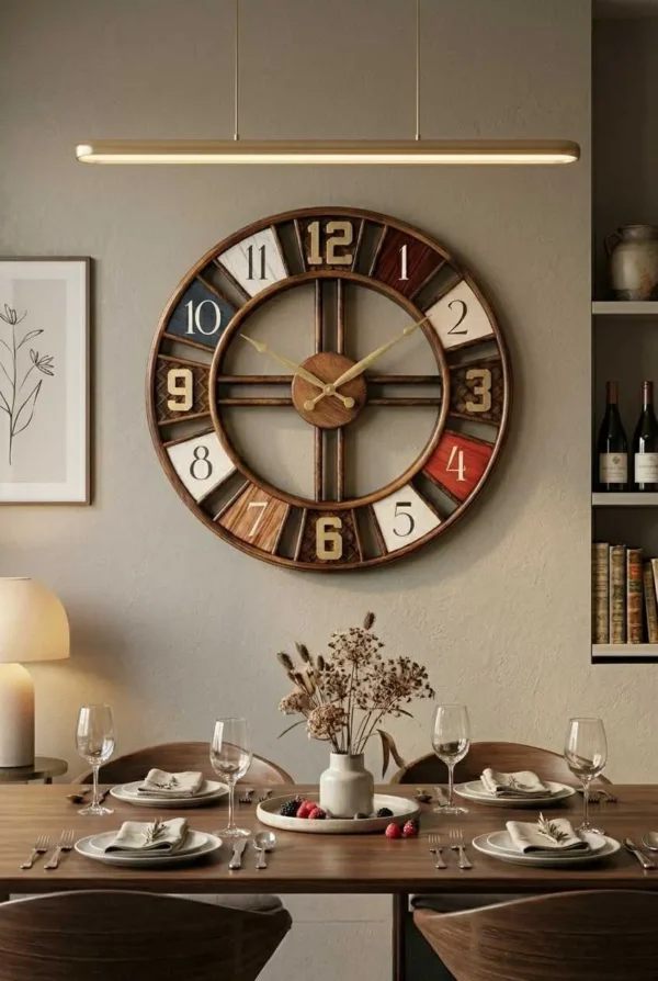 Elivera Classic Wooden Wall Clock - Vintage Panel Design