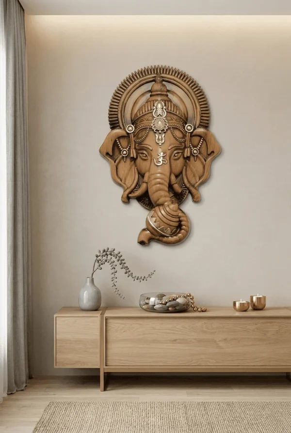 Elivera Divine Ganesha Wall Panel - Premium Finish Wooden Black