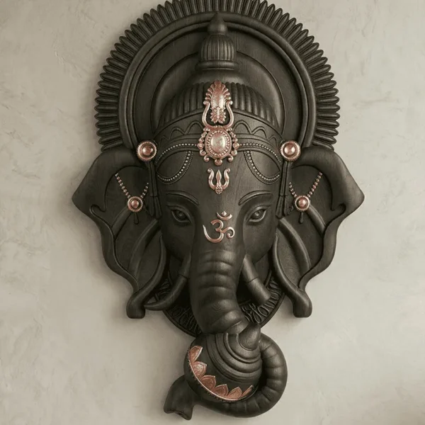 Elivera Divine Ganesha Wall Panel - Premium Finish Wooden Black
