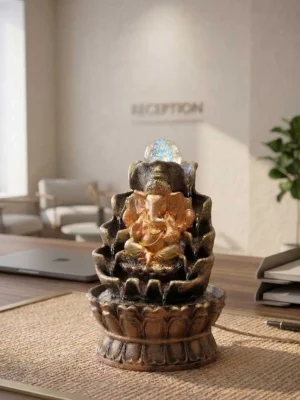 Elivera Divine Ganesha Water Fountain with LED and Crystal Ball 4