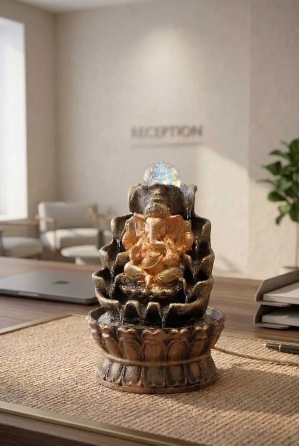 Elivera Divine Ganesha Water Fountain with LED and Crystal Ball