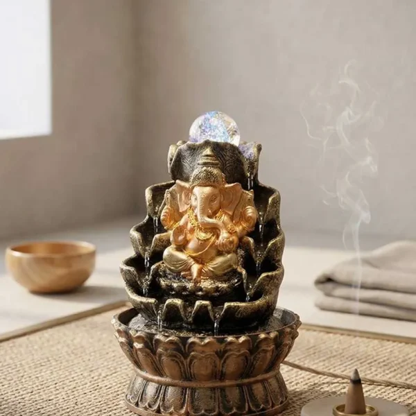 Elivera Divine Ganesha Water Fountain with LED and Crystal Ball