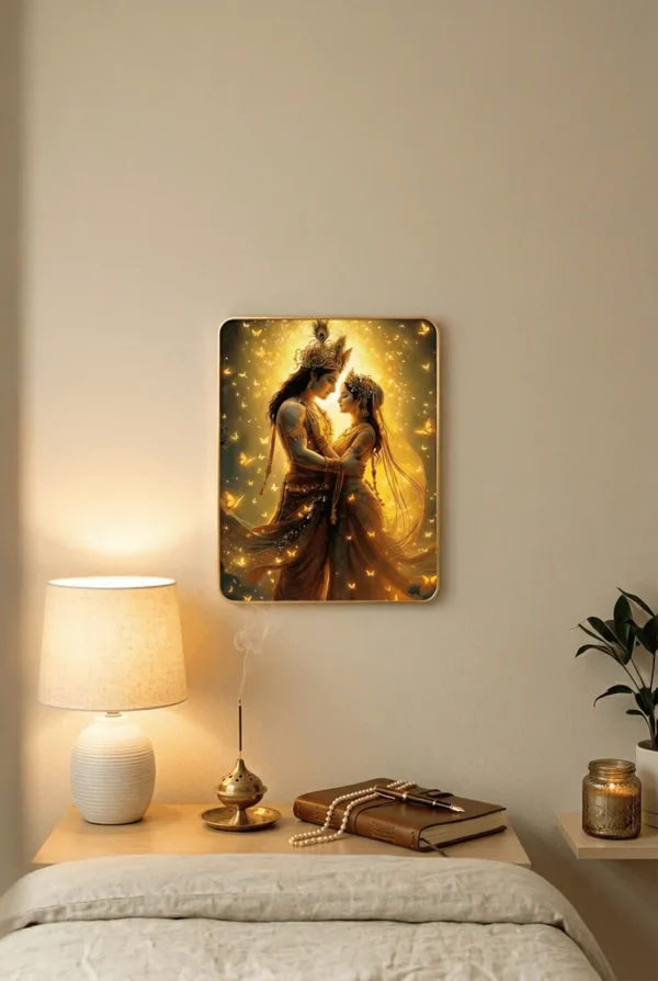 Elivera Divine Radha Krishna Standing Canvas Wall Art - Symbol of Eternal Love and Grace