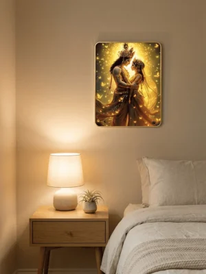 Elivera Divine Radha Krishna Standing Canvas Wall Art – Symbol of Eternal Love and Grace