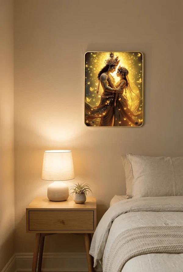 Elivera Divine Radha Krishna Standing Canvas Wall Art - Symbol of Eternal Love and Grace