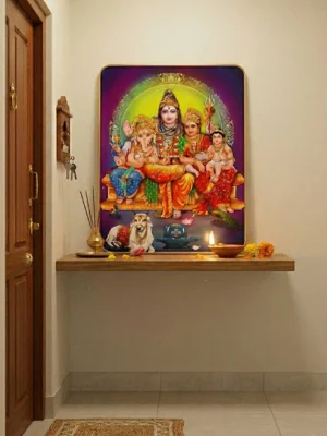 Elivera Divine Shiva Parivar Canvas Wall Art – Sacred Family Blessings and Harmony 3