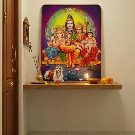 Elivera Divine Shiva Parivar Canvas Wall Art – Sacred Family Blessings and Harmony 3