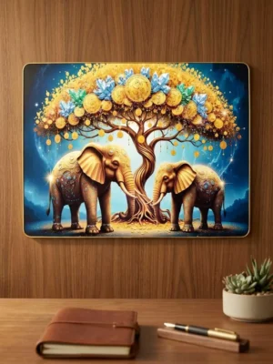 Elivera-Golden-Elephant-Tree-Canvas-Wall-Art-Symbol-of-Strength-Growth-and-Abundance-2