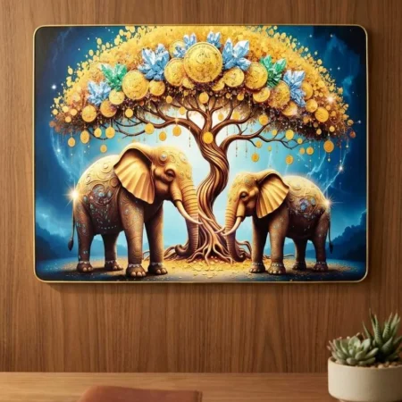 Elivera-Golden-Elephant-Tree-Canvas-Wall-Art-Symbol-of-Strength-Growth-and-Abundance-2