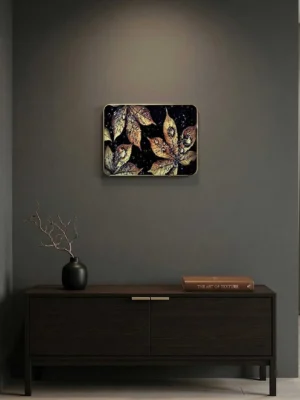 Elivera Golden Leaf Texture Canvas Wall Art – Modern Elegant Nature Décor 2