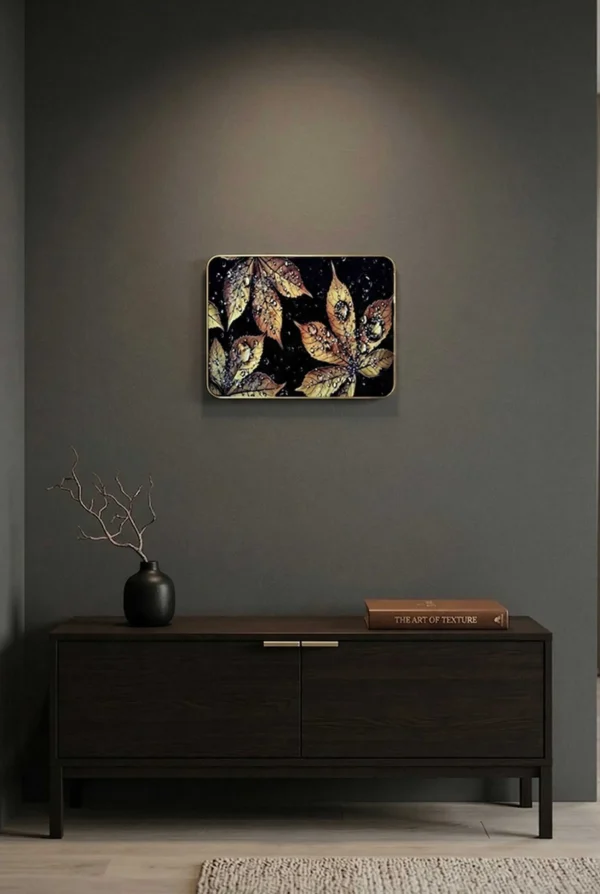 Elivera Golden Leaf Texture Canvas Wall Art - Modern Elegant Nature Décor