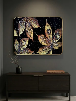 Elivera Golden Leaf Texture Canvas Wall Art - Modern Elegant Nature Décor