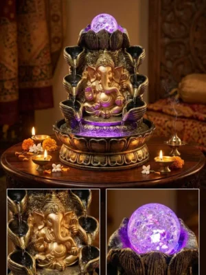 Elivera Grand Ganesha Water Fountain with LED and Crystal Ball 2