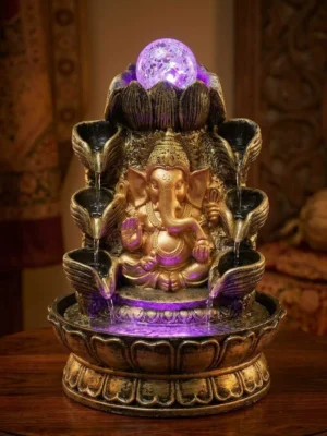Elivera Grand Ganesha Water Fountain with LED and Crystal Ball