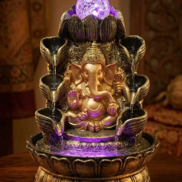 Elivera Grand Ganesha Water Fountain with LED and Crystal Ball
