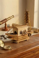 Elivera Handcrafted Wooden Sail Boat - Nautical Decor Mini Ship