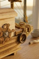 Elivera Handcrafted Wooden Sail Boat - Nautical Decor Mini Ship