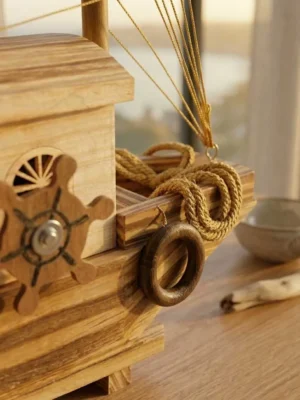 Elivera Handcrafted Wooden Sail Boat – Nautical Decor Mini Ship 5