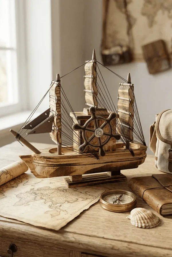 Elivera Handcrafted Wooden Sail Boat - Premium Nautical Decor Ship