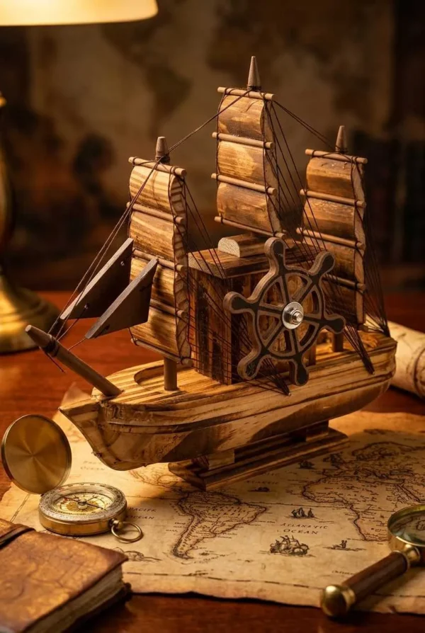 Elivera Handcrafted Wooden Sail Boat - Premium Nautical Decor Ship