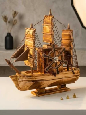 Elivera Handcrafted Wooden Sail Boat - Premium Nautical Decor Ship