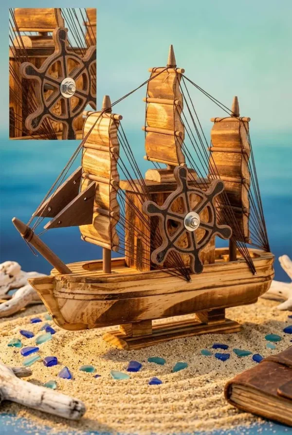 Elivera Handcrafted Wooden Sail Boat - Premium Nautical Decor Ship