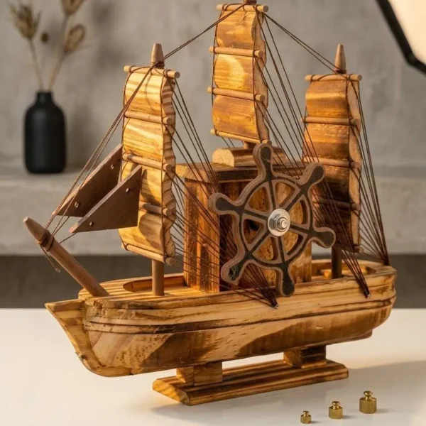 Elivera Handcrafted Wooden Sail Boat - Premium Nautical Decor Ship
