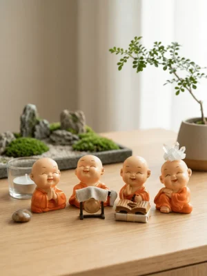 Elivera Joyful Monk Buddha Set – Classic Orange Edition 4