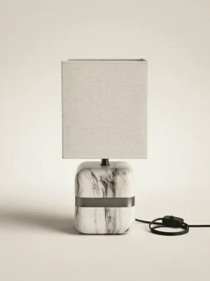 Elivera Marble Finish Ceramic Cube Lamp