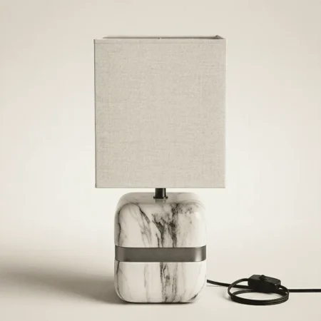 Elivera Marble Finish Ceramic Cube Lamp