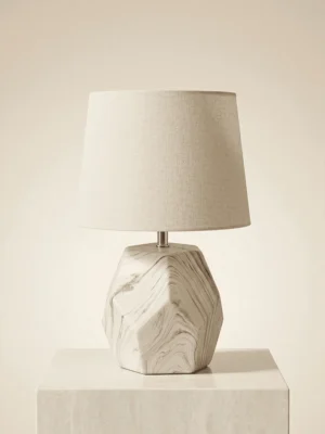 Elivera Marble Geometric Pentagon Ceramic Lamp - Large Variant