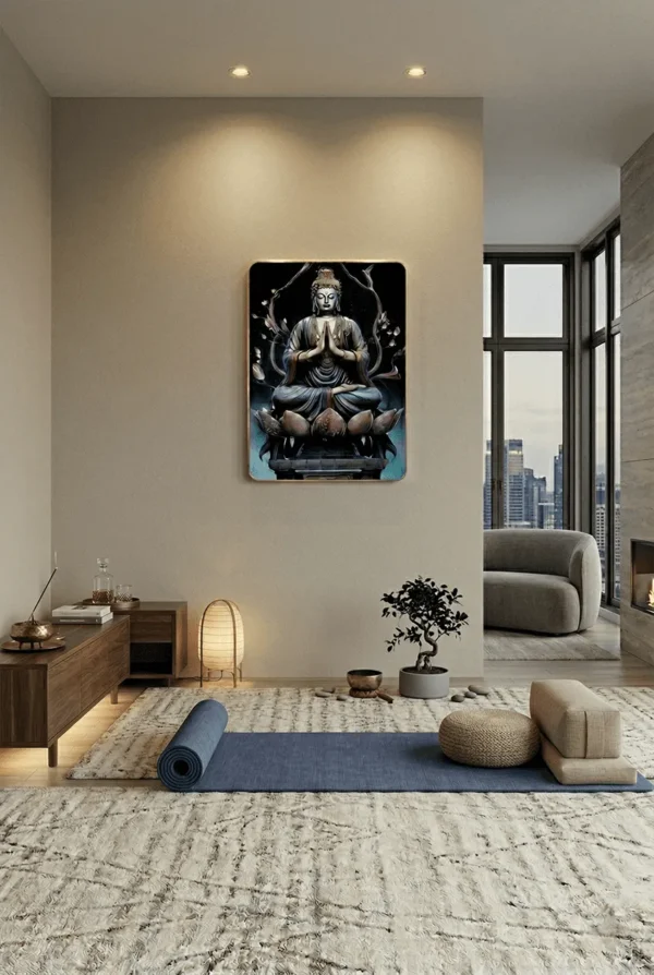 Elivera Meditative Buddha Lotus Canvas Wall Art - Symbol of Enlightenment and Serenity