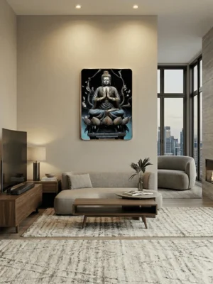 Elivera Meditative Buddha Lotus Canvas Wall Art - Symbol of Enlightenment and Serenity
