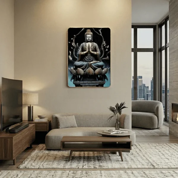 Elivera Meditative Buddha Lotus Canvas Wall Art - Symbol of Enlightenment and Serenity