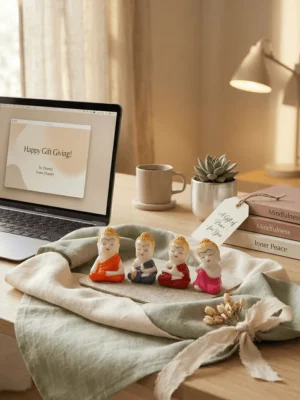 Elivera Mini Monk Figurines Set – Cute Symbol of Joy, Positivity and Mindful Living 4