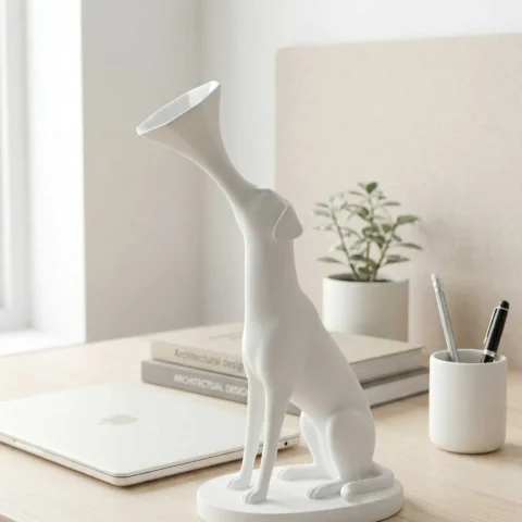 Elivera Modern Abstract Dog Sculpture Set – Artistic Funnel Design Décor for Contemporary Interiors