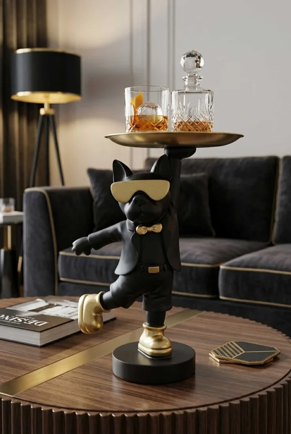 Elivera Modern Luxe Cat Wall Sculpture - Designer Statement Décor with Metallic Gold Accent