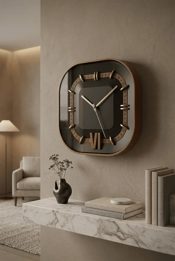 Elivera Modern Square Wall Clock - Premium Metal Finish
