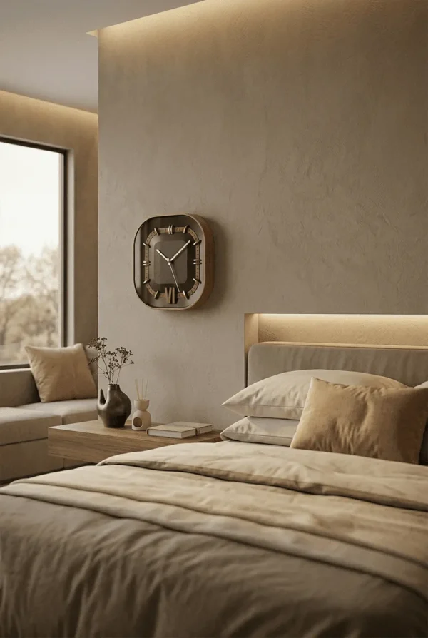 Elivera Modern Square Wall Clock - Premium Metal Finish