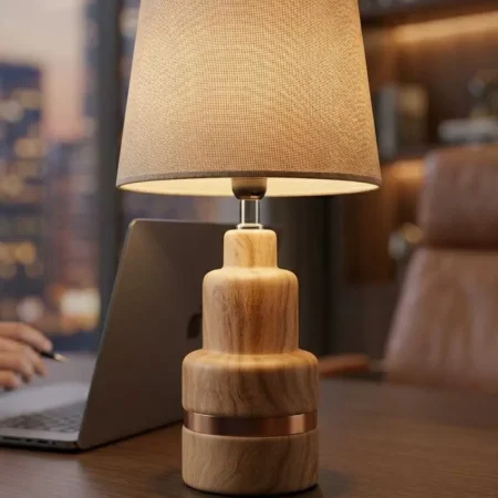 Elivera Nordic Ceramic Wood-Finish Lamp