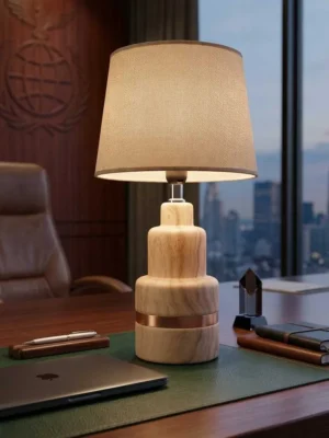 Elivera Nordic Ceramic Wood-Finish Lamp 3