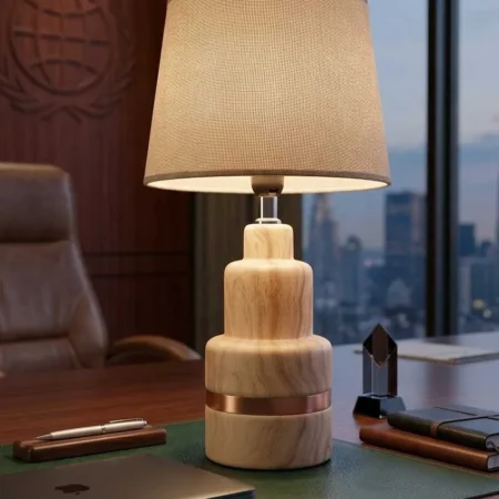 Elivera Nordic Ceramic Wood-Finish Lamp 3
